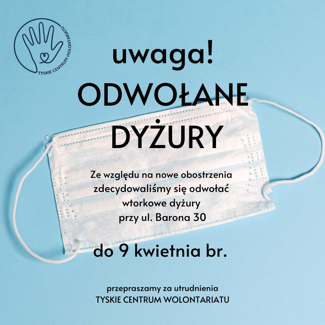 Tyskie Centrum Wolontariatu odwołany dyżur animatora przy ul. Barona 30 do 9 kwietnia